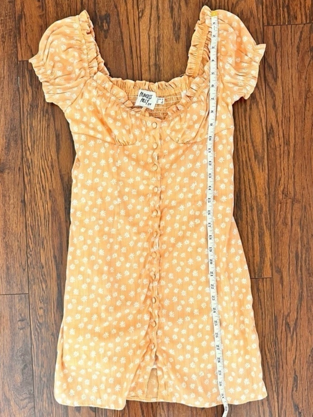 Princess Polly Donna Tangerine Orange Peach Floral Daisy Mini Dress Size 6